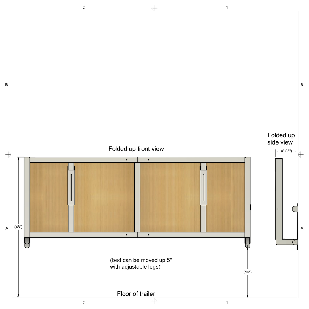 Cargo Trailer fold up bed frame kit (29"x 80")