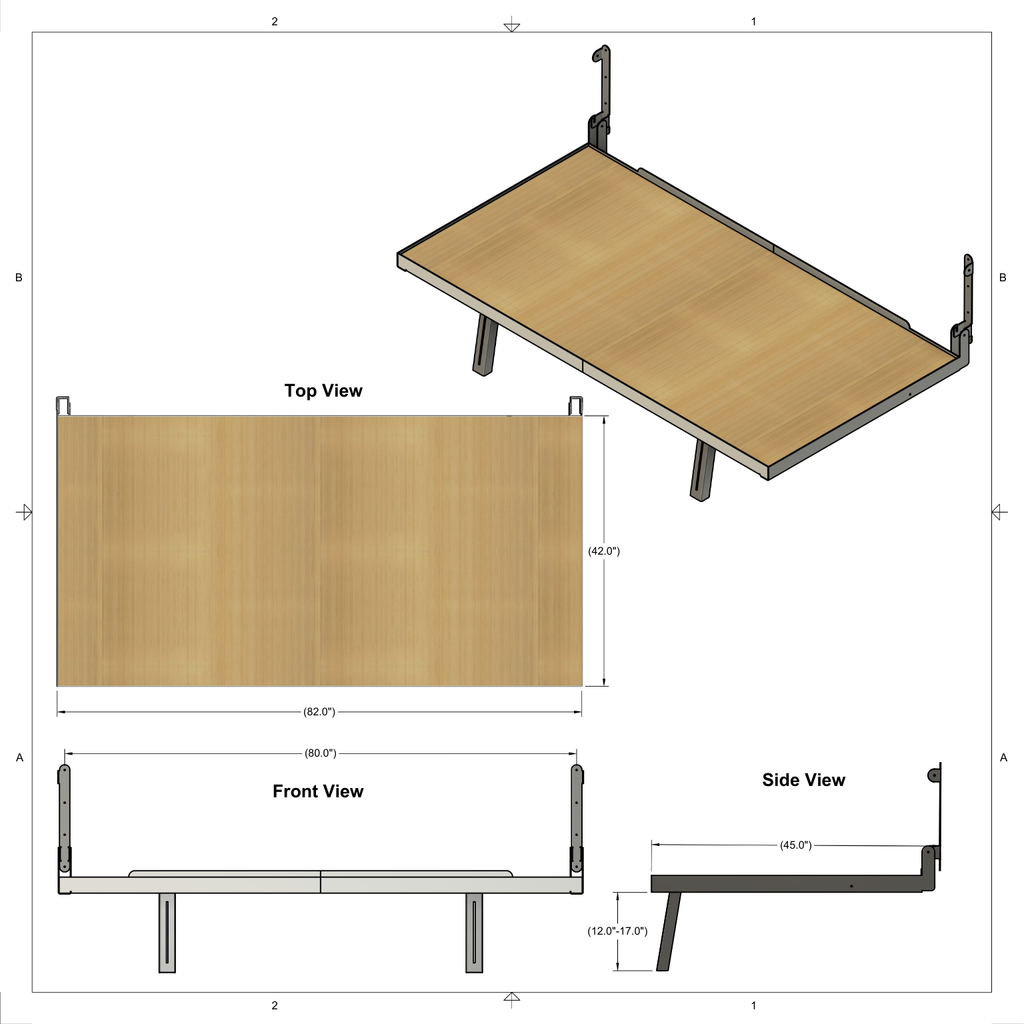 Cargo Trailer fold up bed frame kit (42"x 80")