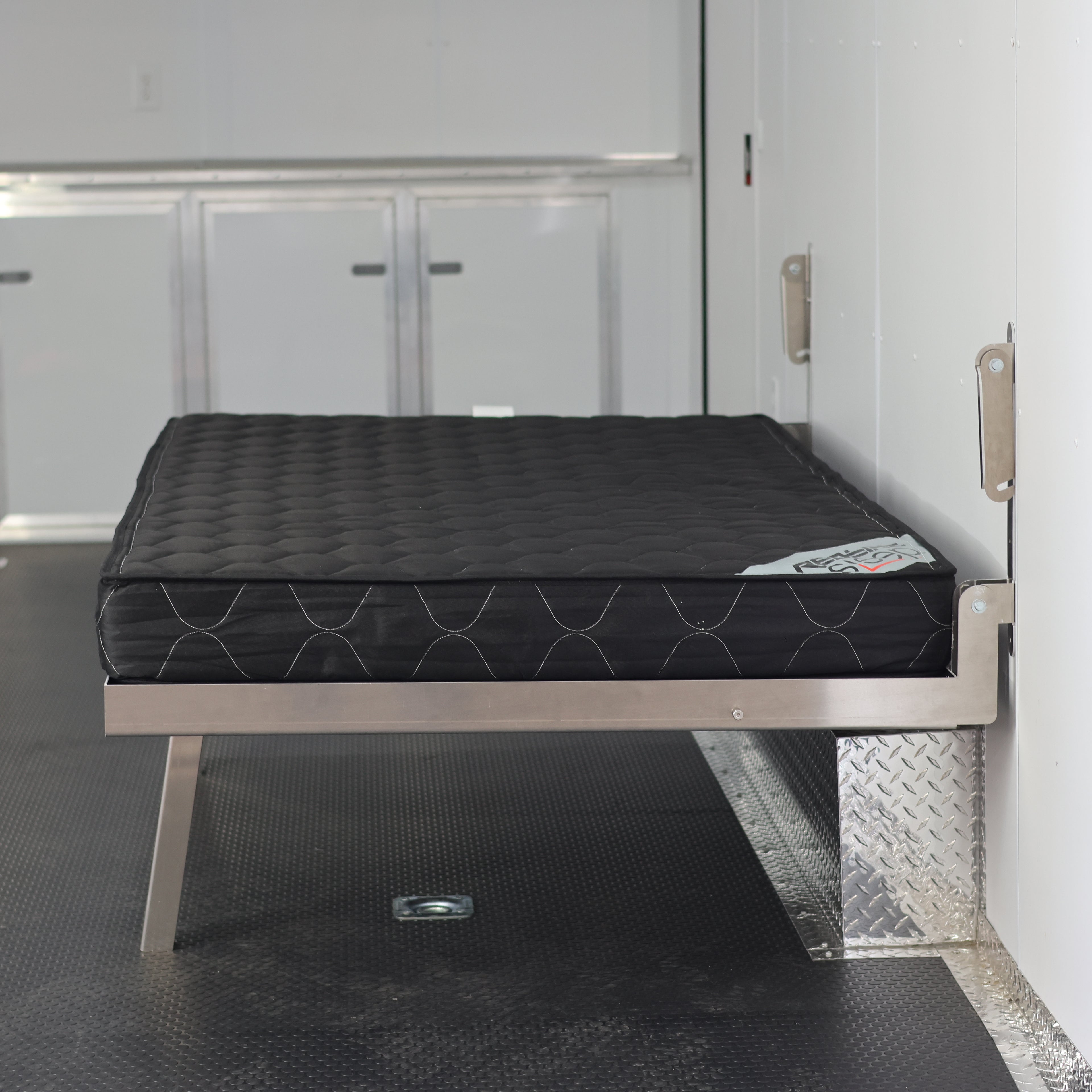 Cargo trailer folding Bed, Enclosed trailer folding Bed Frame. DIY trailer camper conversion folding beds 