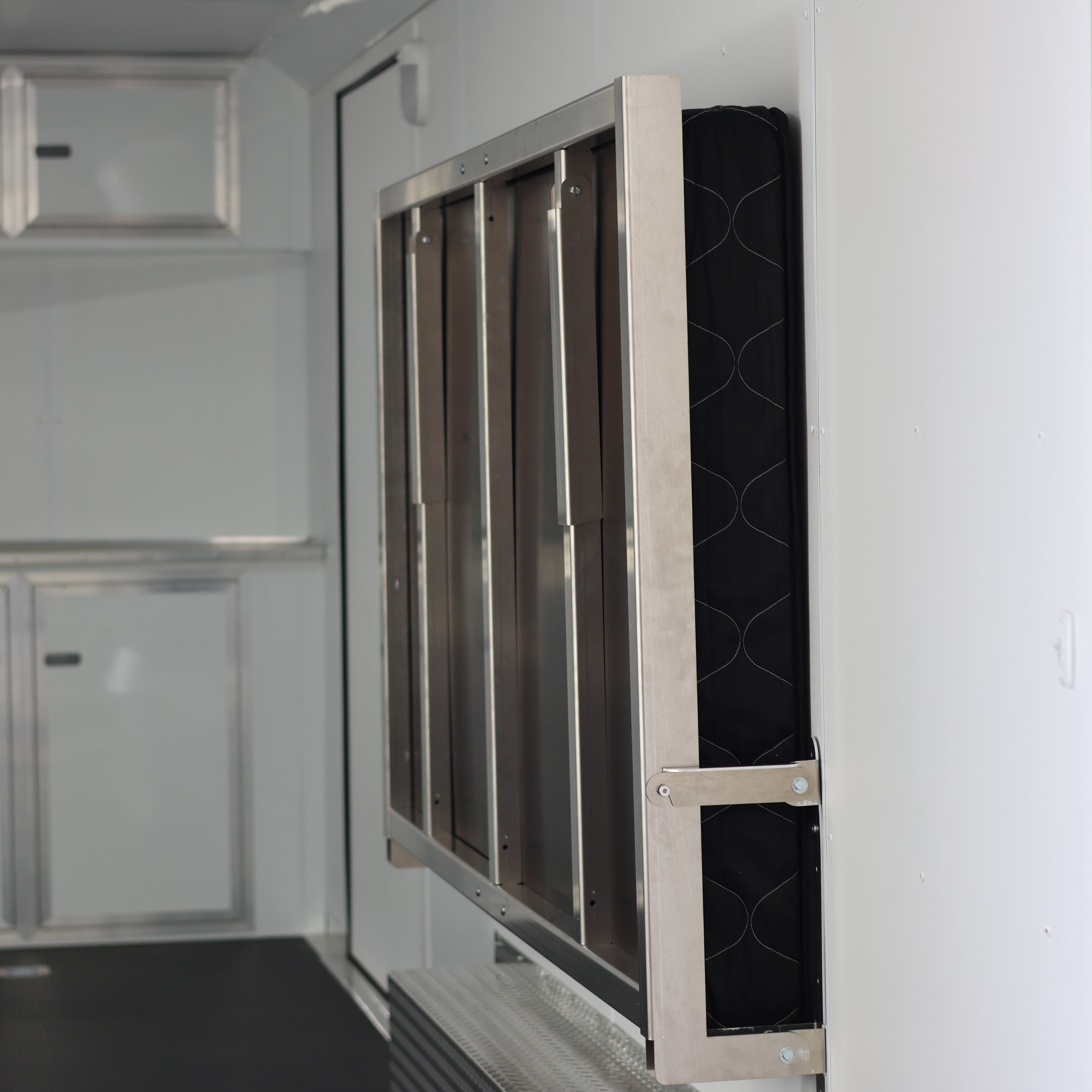 Cargo trailer folding Bed, Enclosed trailer folding Bed Frame. DIY trailer camper conversion folding beds 