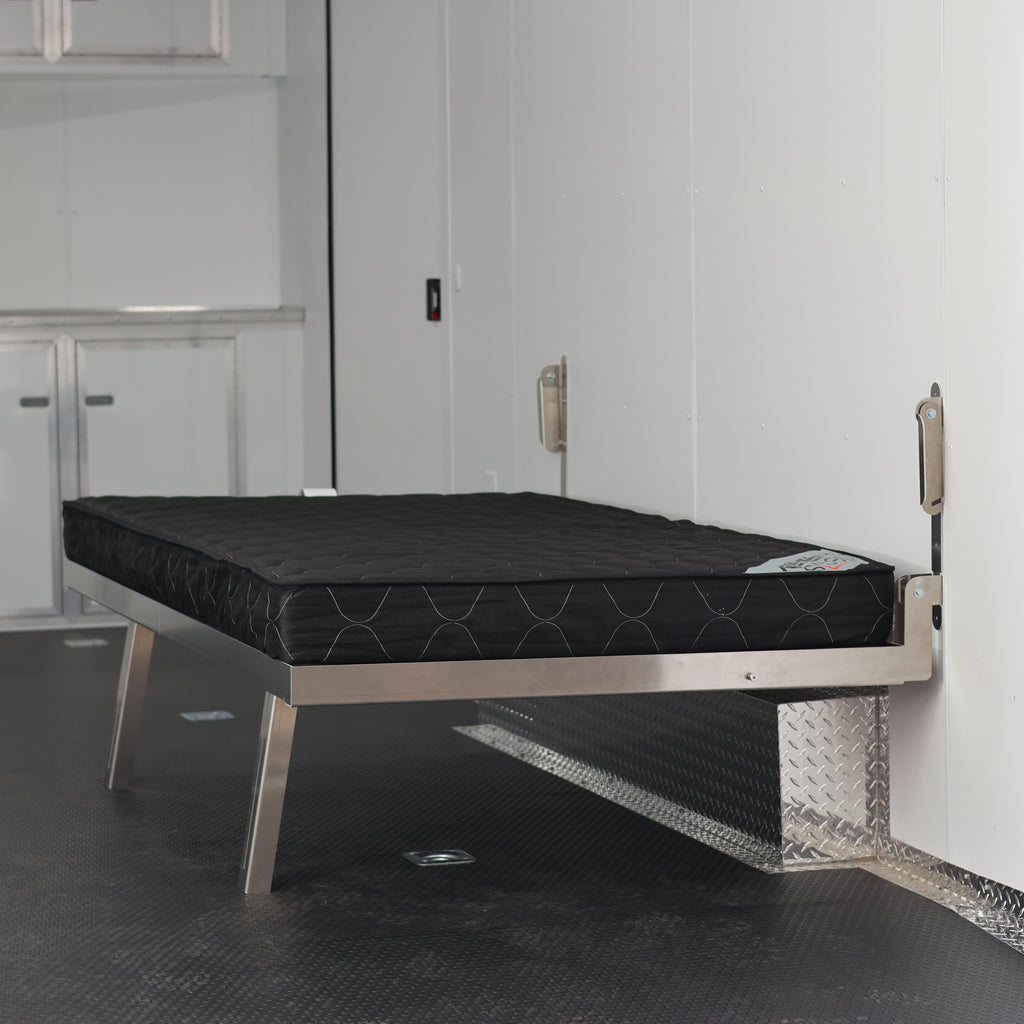 Cargo trailer folding Bed, Enclosed trailer folding Bed Frame. DIY trailer camper conversion folding beds 