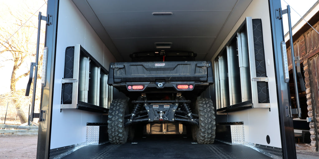 Cargo trailer folding Bed, Enclosed trailer folding Bed Frame. DIY trailer camper conversion folding beds UTV in trailer with beds 