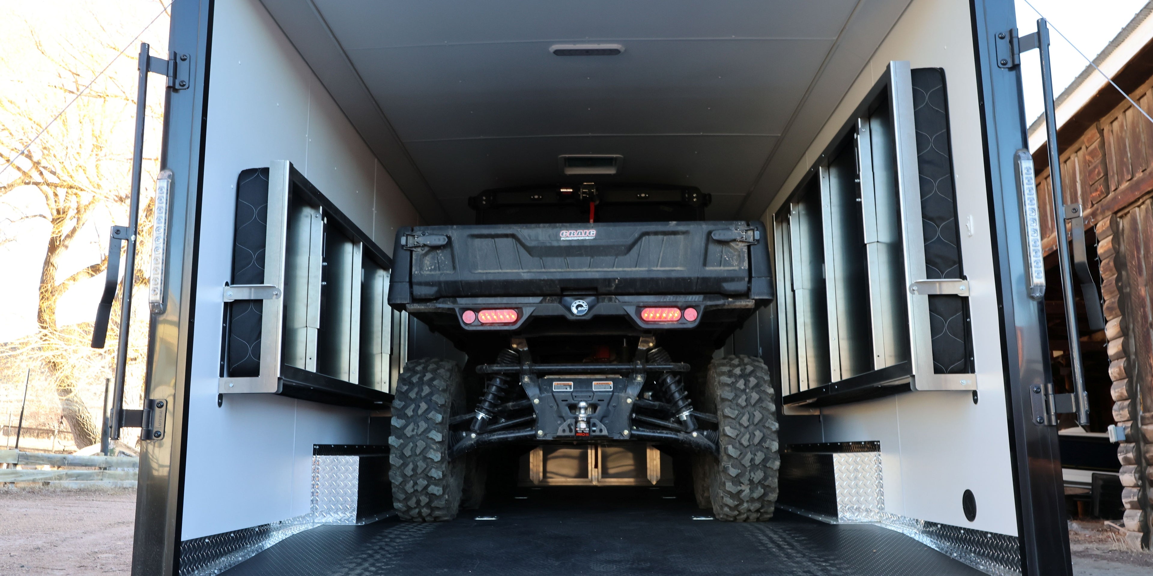 Cargo trailer folding Bed, Enclosed trailer folding Bed Frame. DIY trailer camper conversion folding beds UTV in trailer with beds 
