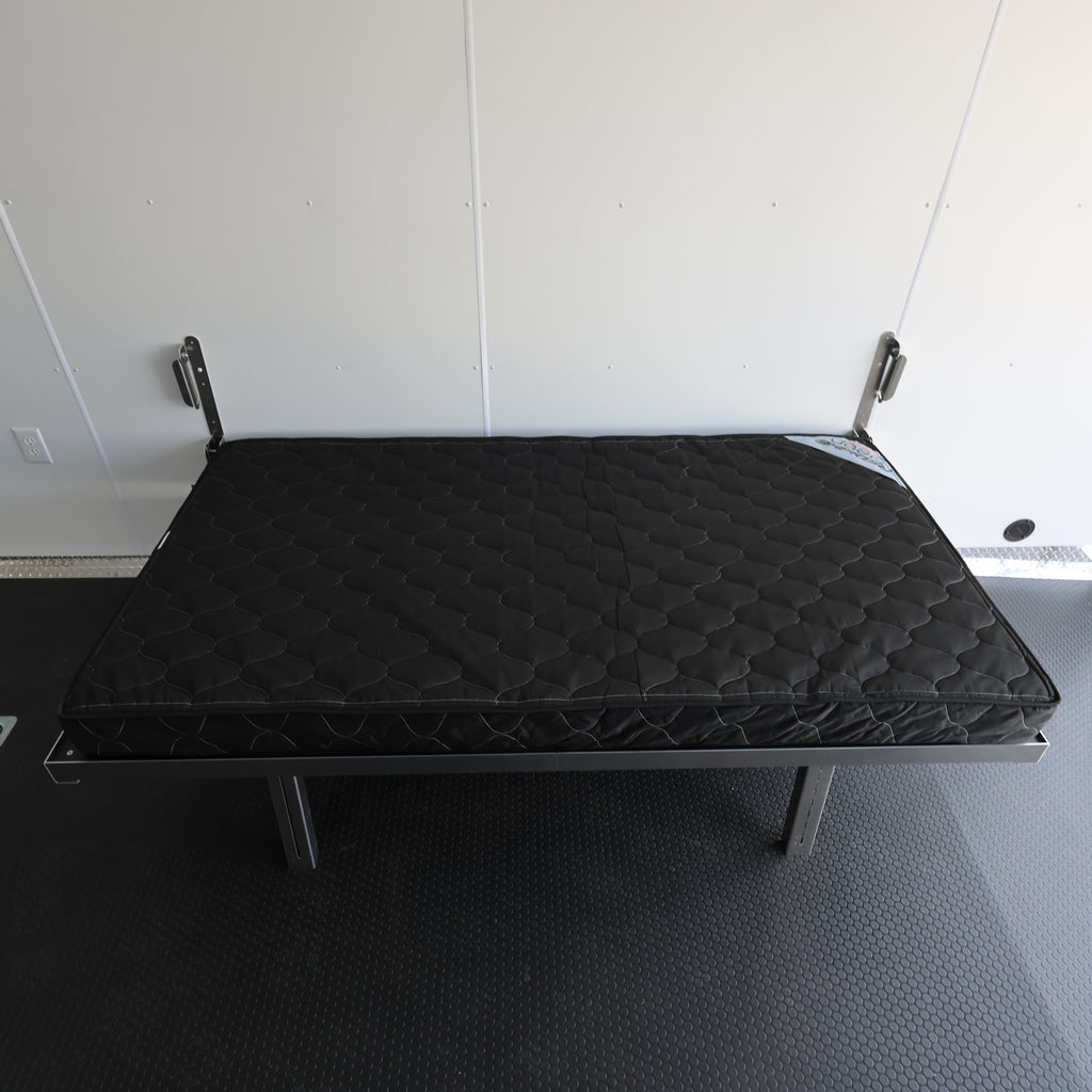 Cargo trailer folding Bed, Enclosed trailer folding Bed Frame. DIY trailer camper conversion folding beds 